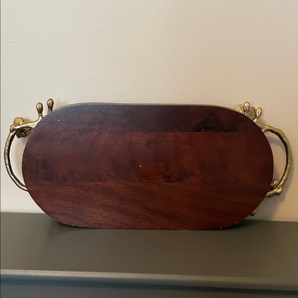 Elegant Wooden Tray with Gold Accents - Picture 2 of 3